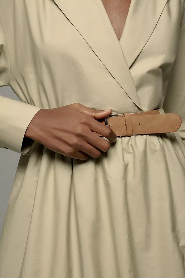 Maeve Long-Sleeve Collared Belted Bubble Mini Dress Product Image