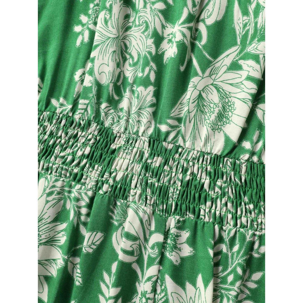 Plus Size Breezy Floral Print Adjustable Straps Midi Dress Emerald Women Non Sleeveless Curvy BloomChic 14-16/1X Product Image