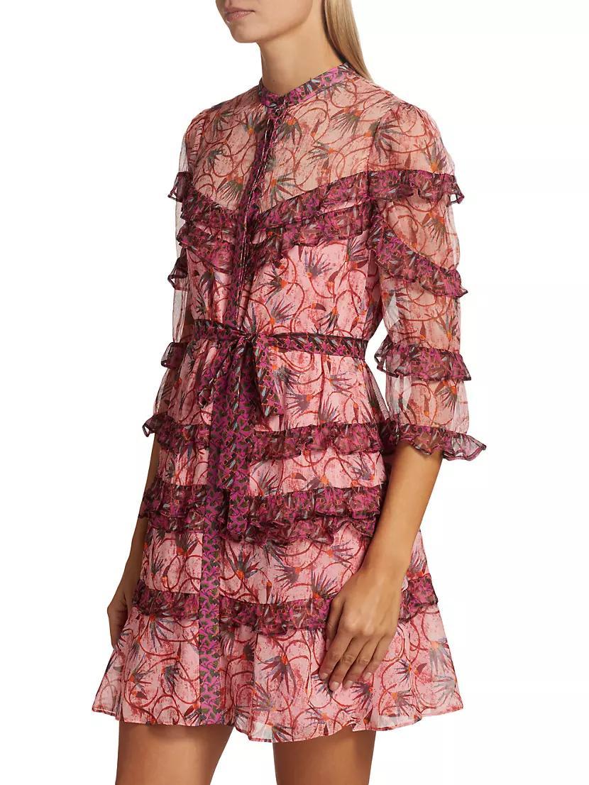 Tasha Silk Floral Ruffled Minidress Product Image