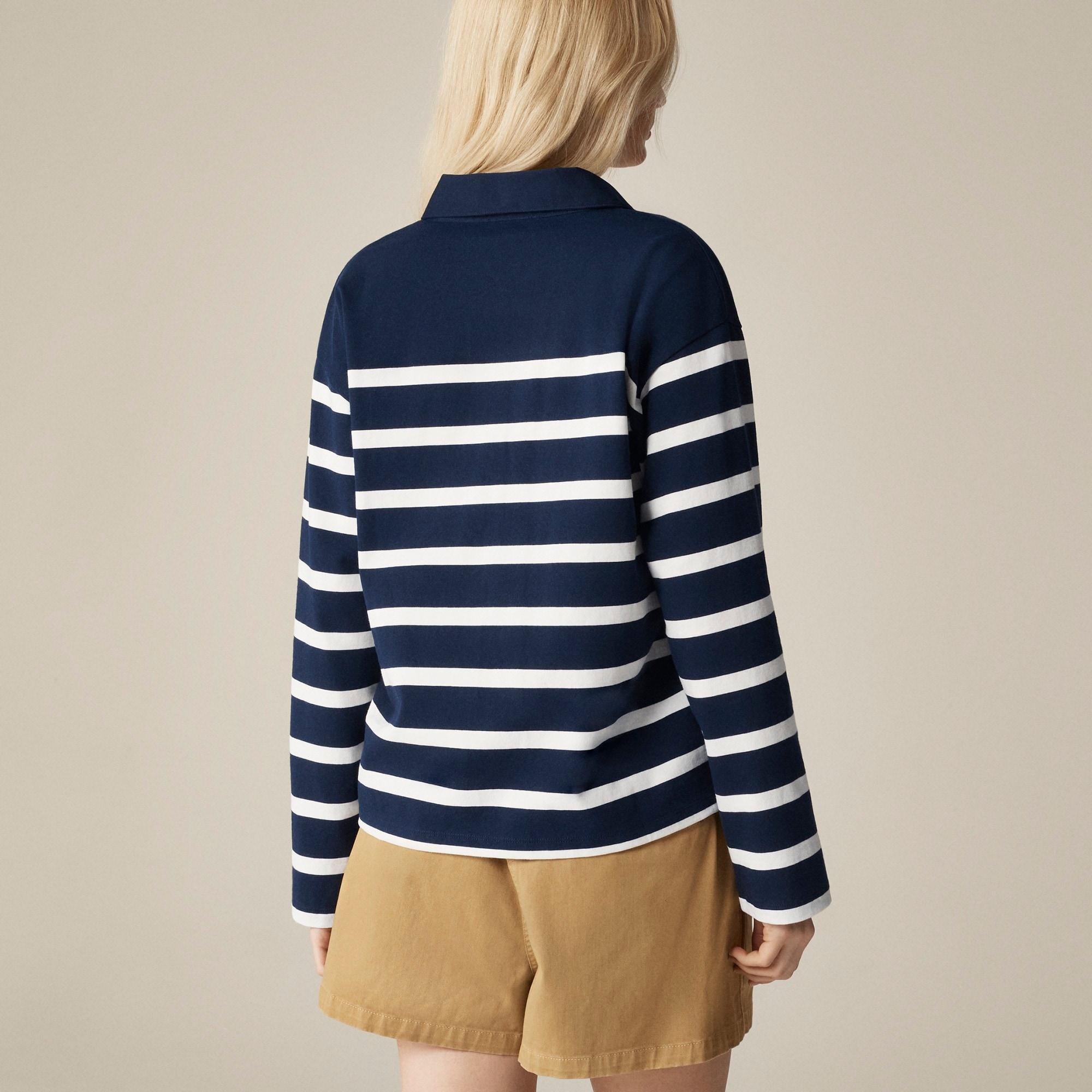 Mariner jersey long-sleeve polo T-shirt in stripe Product Image