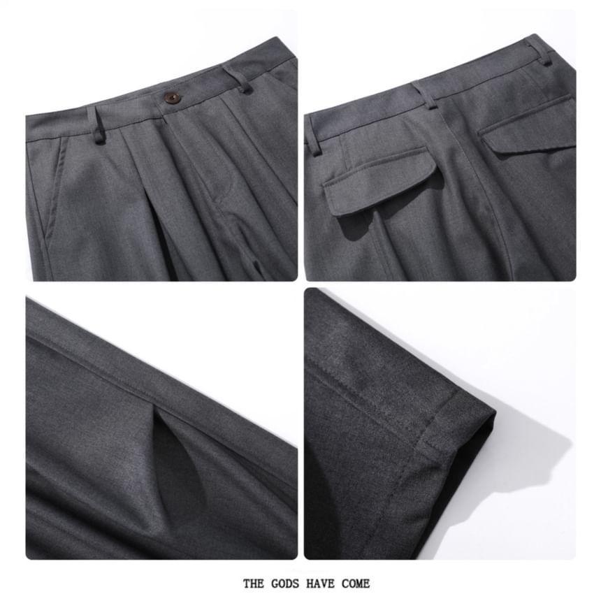 Mid Rise Plain Wide Leg Dress Pants Product Image