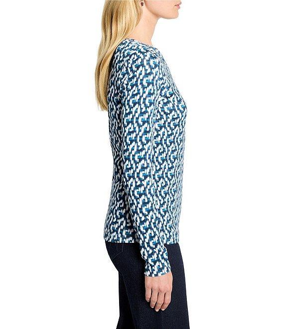 NIC + ZOE Printed Knit Boat Neck Long Sleeve Tee Product Image