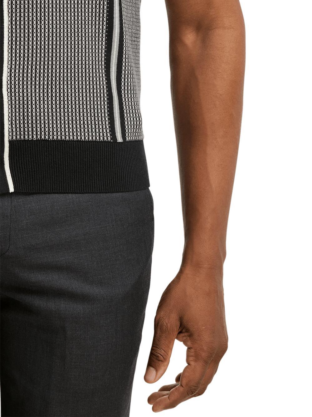 Cotton Button Front Polo - Black Product Image