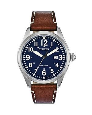 Citizen Eco-Drive Mens Chandler Military Leather Watch - BM6838-17L Brown Product Image