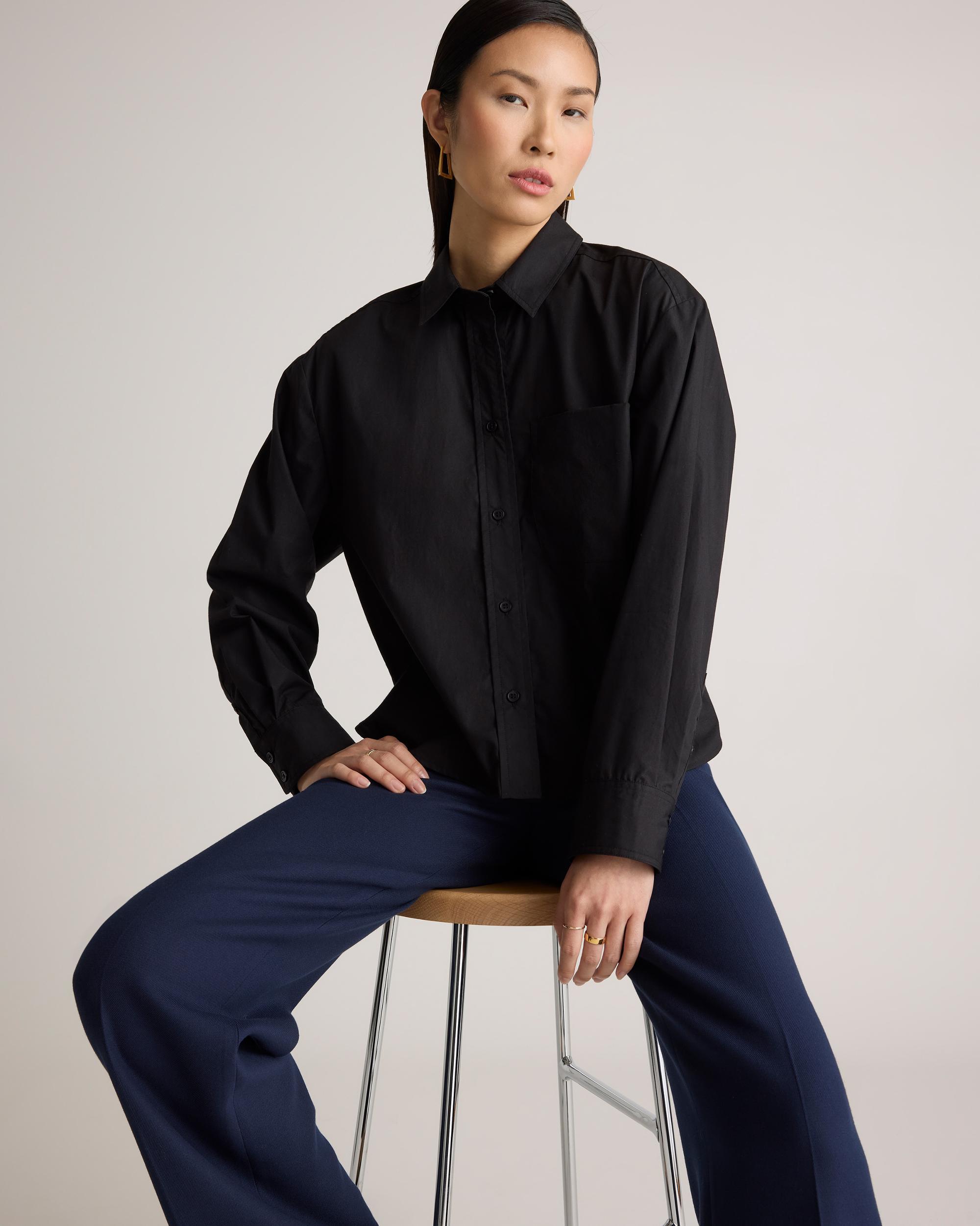 Quince | Women's Poplin Cropped Long Sleeve Shirt Organic Cotton Product Image