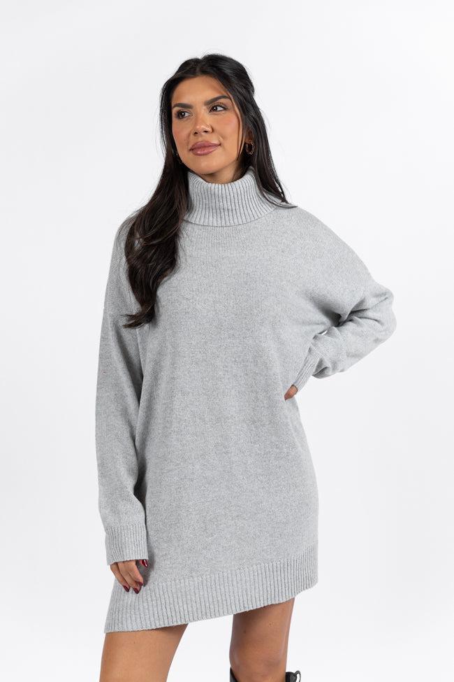 Changing Locations Grey Turtleneck Sweater Dress SALE Product Image
