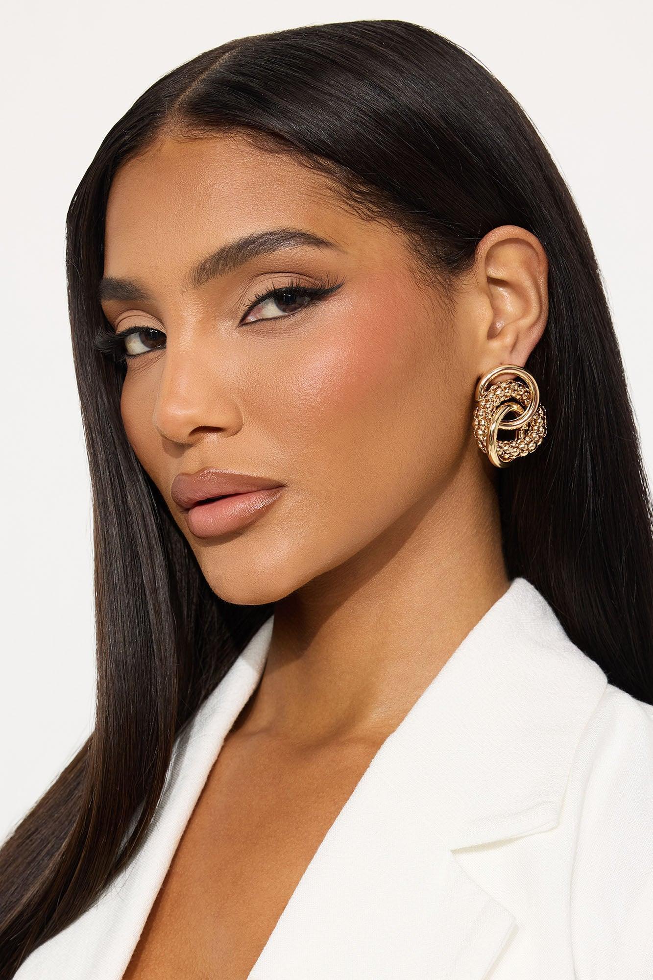 Sleek And Chic Hoop Earrings - Gold Female Product Image