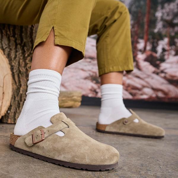 Birkenstock Mens Boston Suede Slide-On Soft Footbed Clogs Product Image