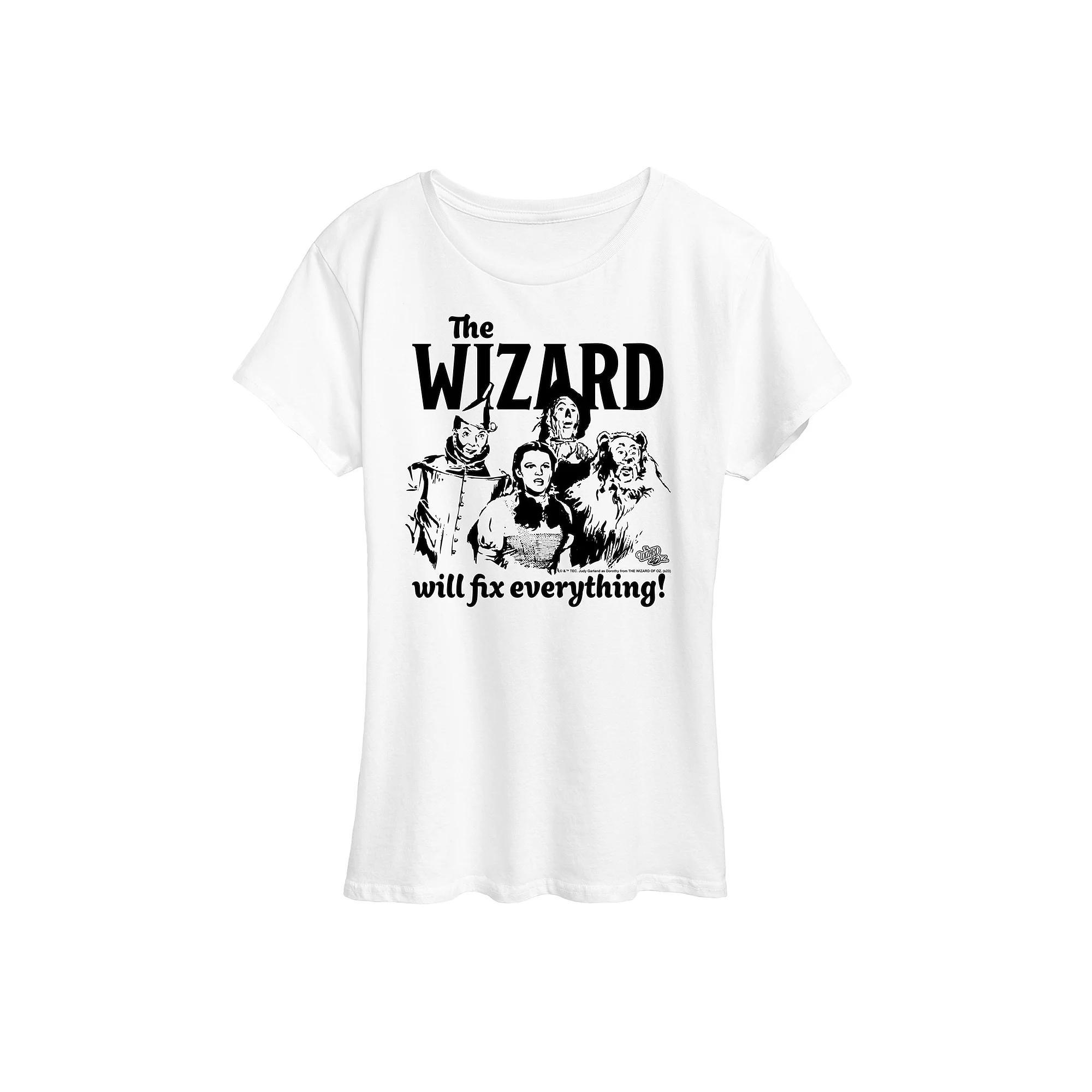 Womens The Wizard Of Oz The Wizard Graphic Tee Grey Gray Product Image