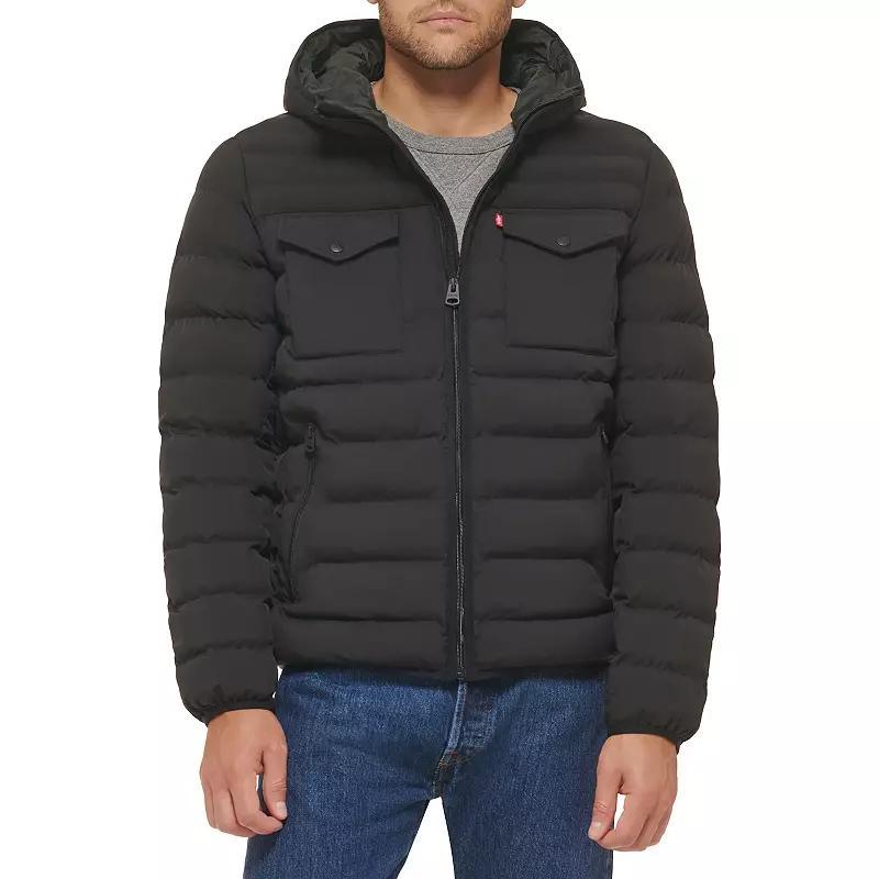Mens Levis Stretch Two Pocket Quilted Hooded Jacket Product Image