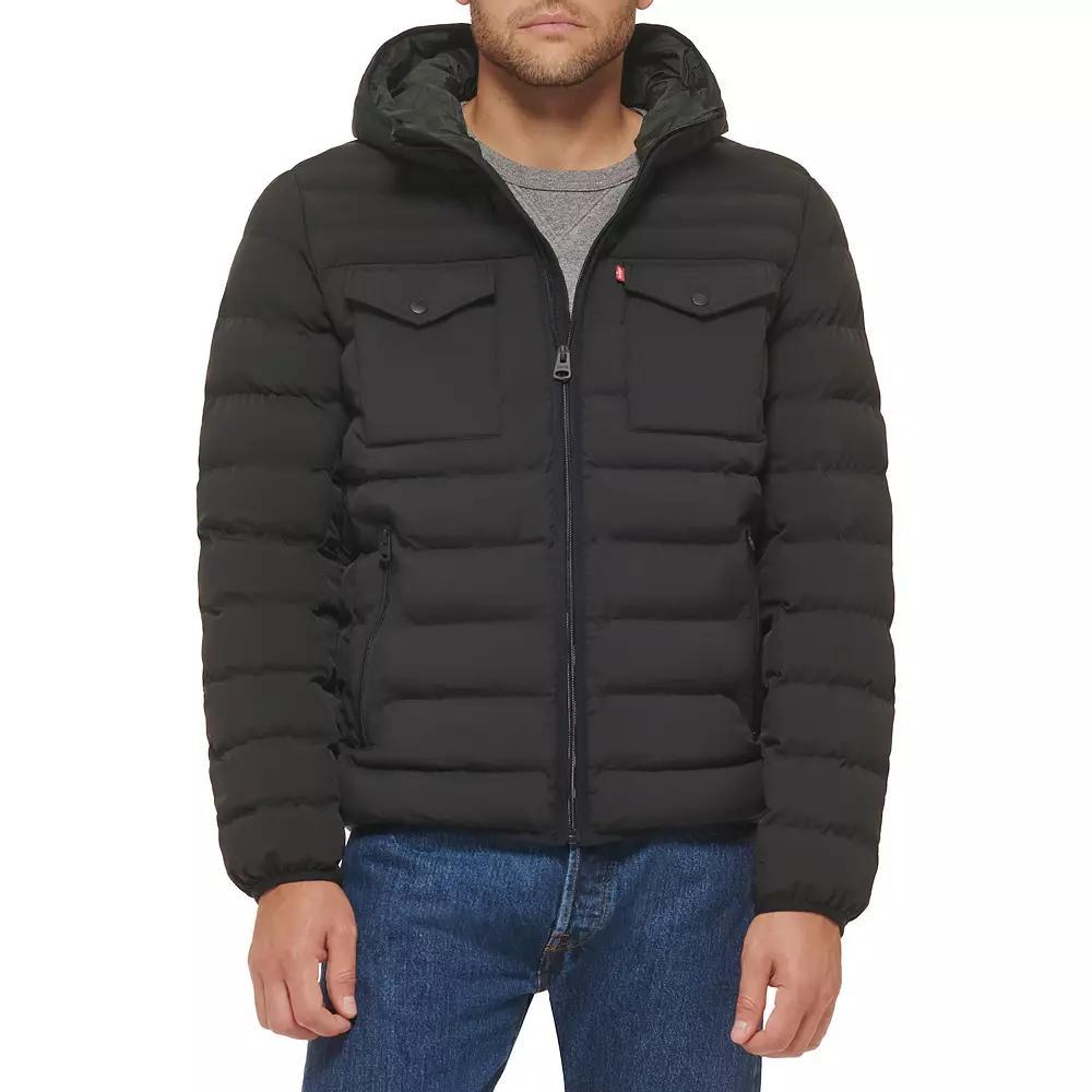 Mens Levis Stretch Two Pocket Quilted Hooded Jacket Product Image