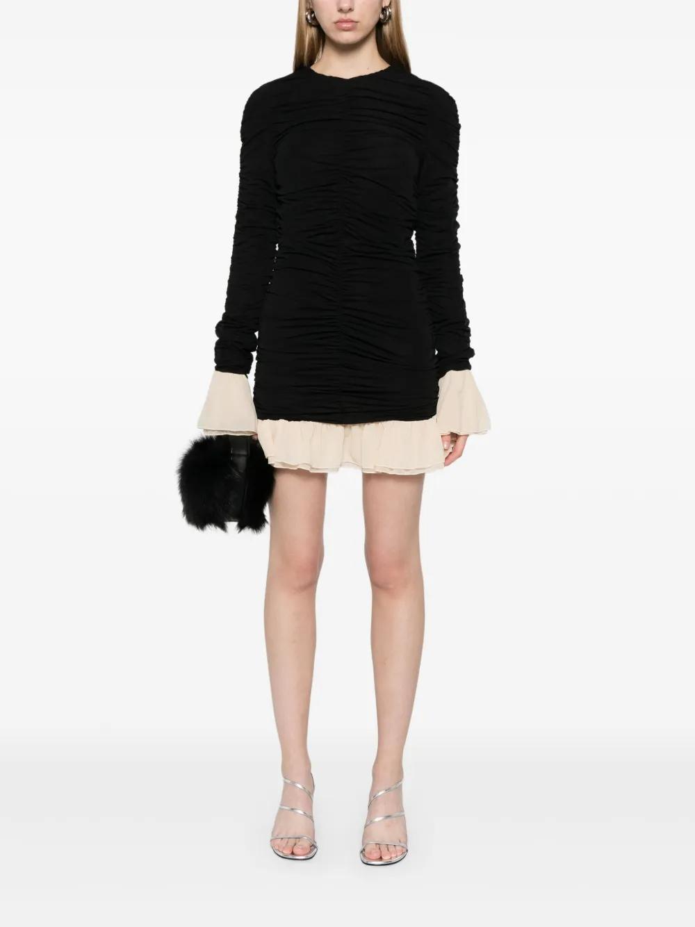 ruched long-sleeve mini dress Product Image