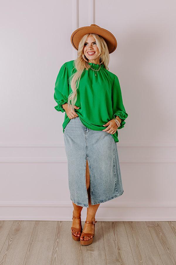 Brunch Date Shift Top In Kelly Green Curves Product Image