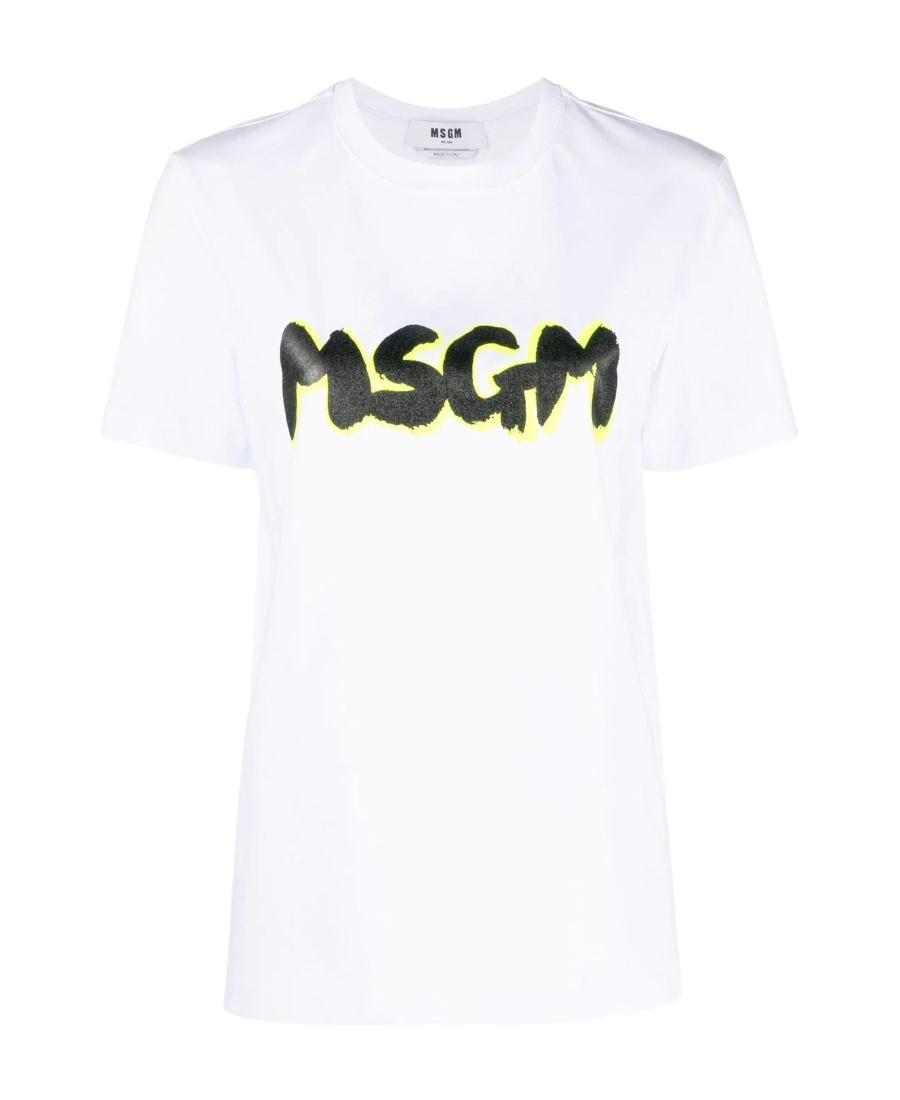 MSGM Logo Printed T-shirt In White Product Image