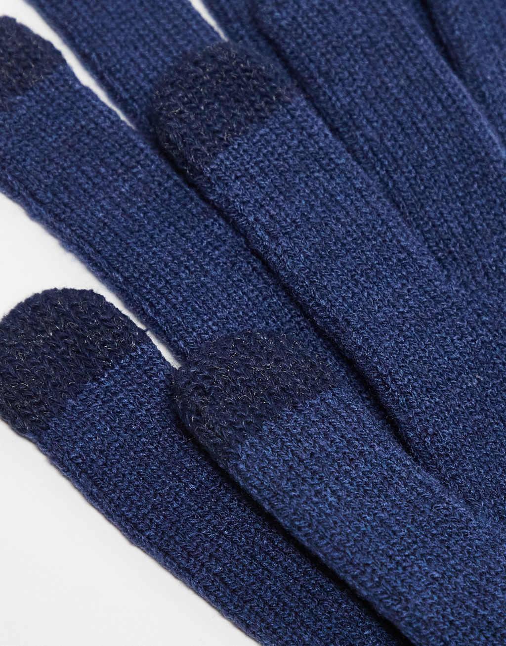 ASOS DESIGN touchscreen gloves in navy Product Image