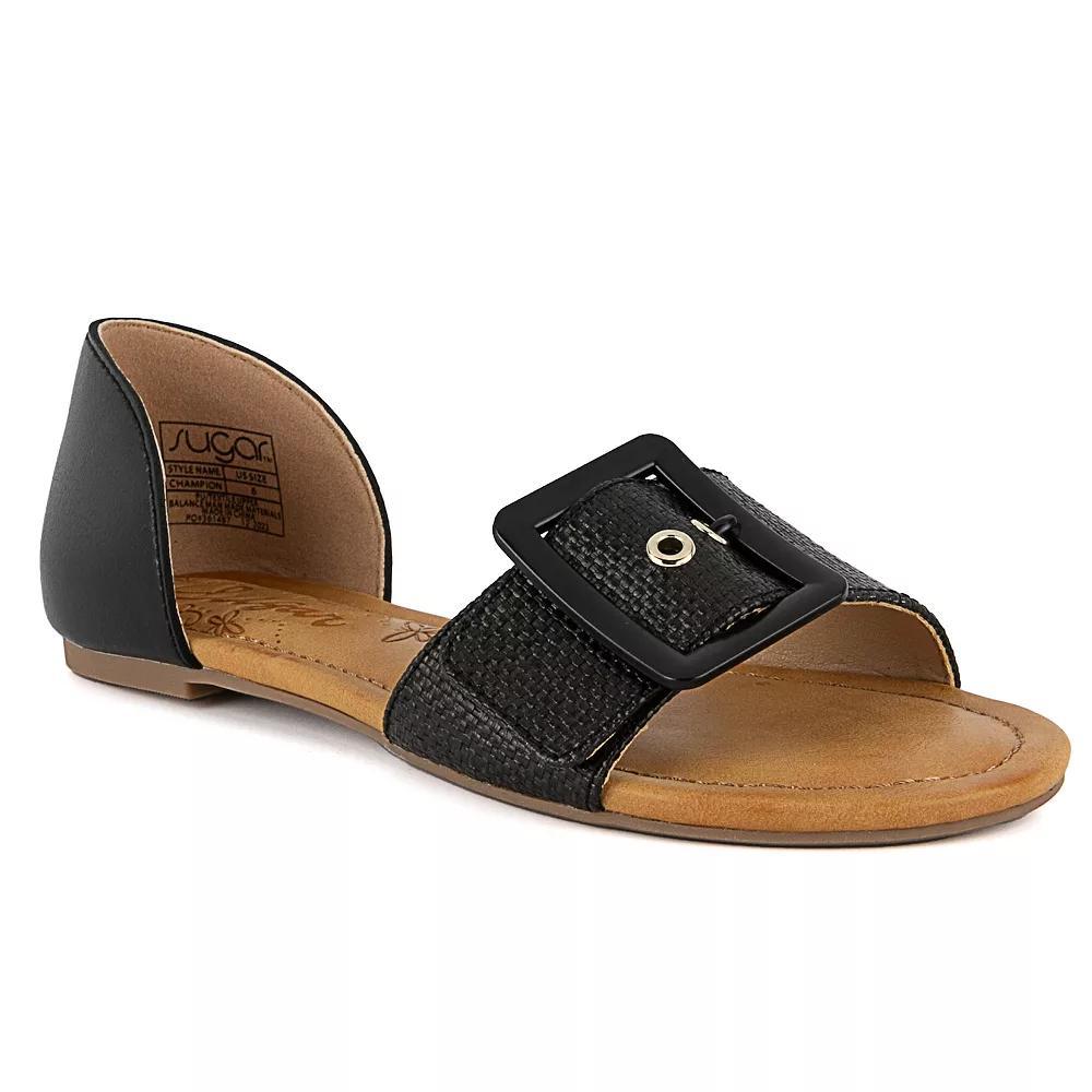 sugar Champion Women's Flat Sandals, Size: 9, Black Product Image