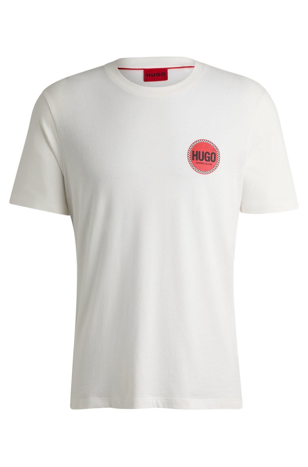 Cotton-jersey T-shirt with racing logo print Product Image
