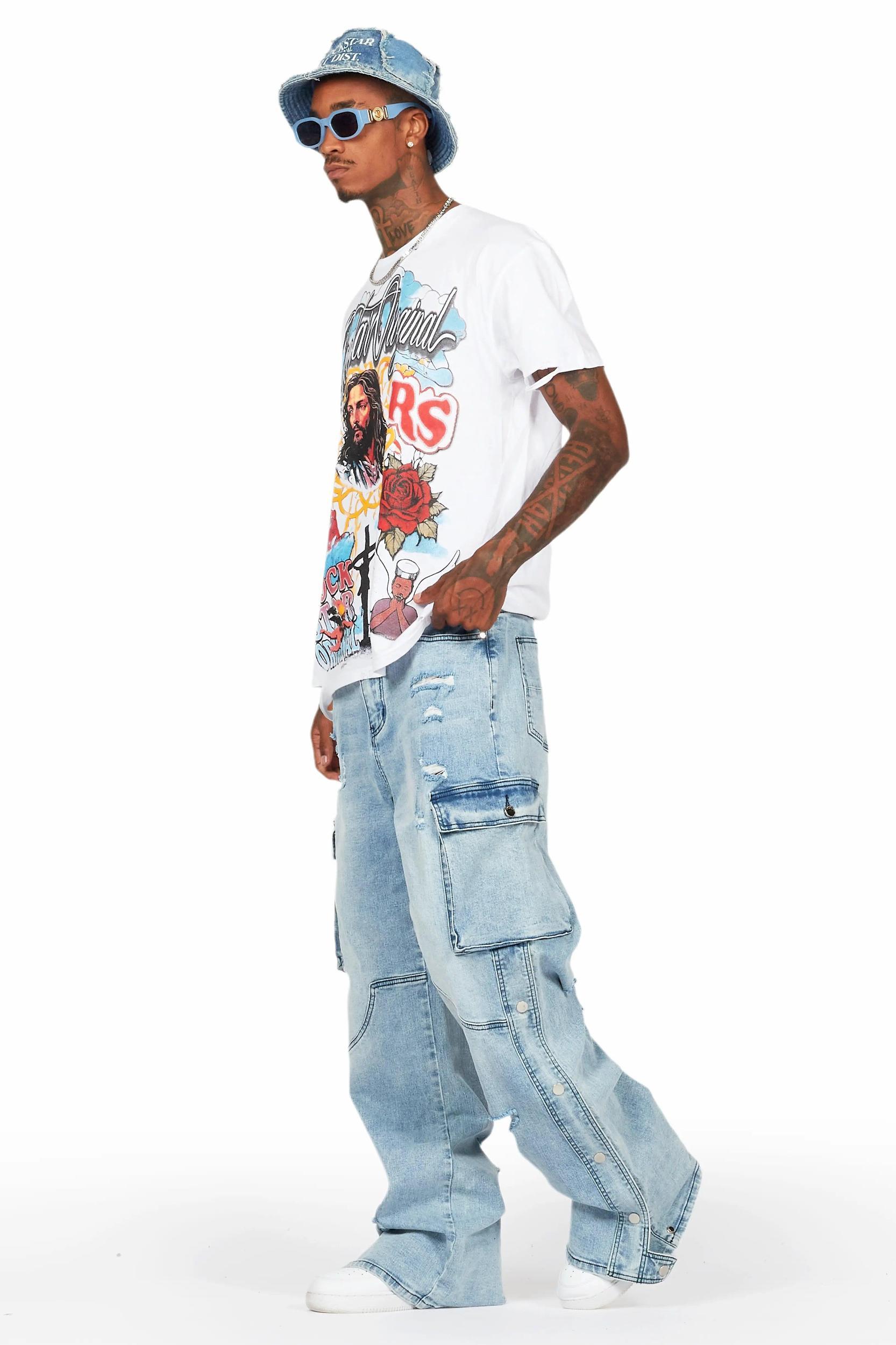 Kuiper Light Blue Baggy Fit Jean Male Product Image