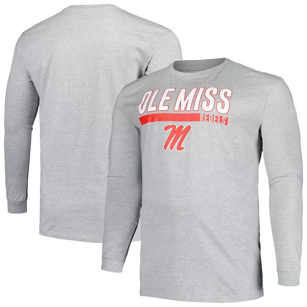 Men's Profile Gray Ole Miss Rebels Big & Tall Two-Hit Long Sleeve T-Shirt, Size: 4XB, Grey Product Image