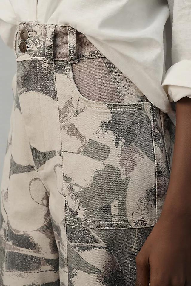 The Skipper Seamed High-Rise Crop Wide-Leg Pants by Pilcro: Camo Edition Product Image