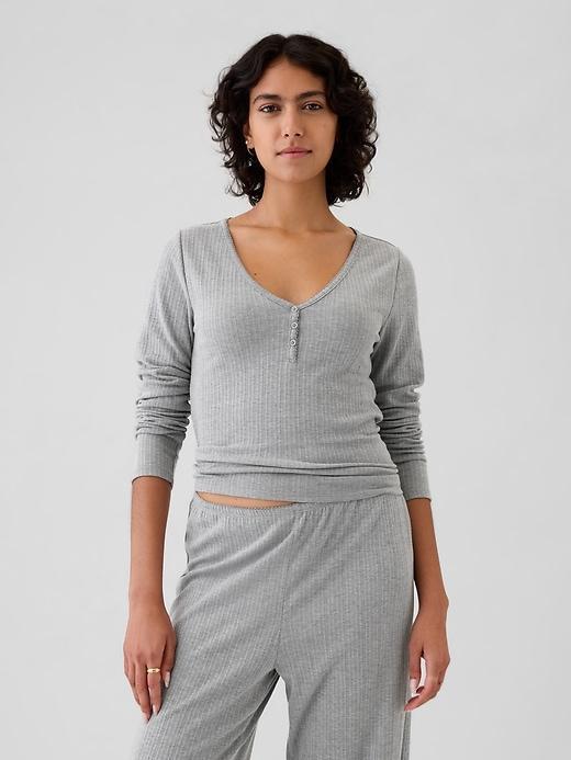 Pointelle Henley PJ Shirt Product Image