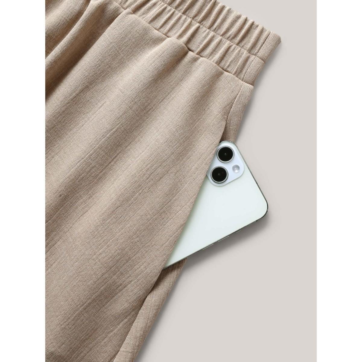 Plus Size Button Detail Textured A-Line Midi Skirt Women LightBrown Loose No stretch Side seam pocket Everyday-Casual Skirts BloomChic 28/5X Product Image