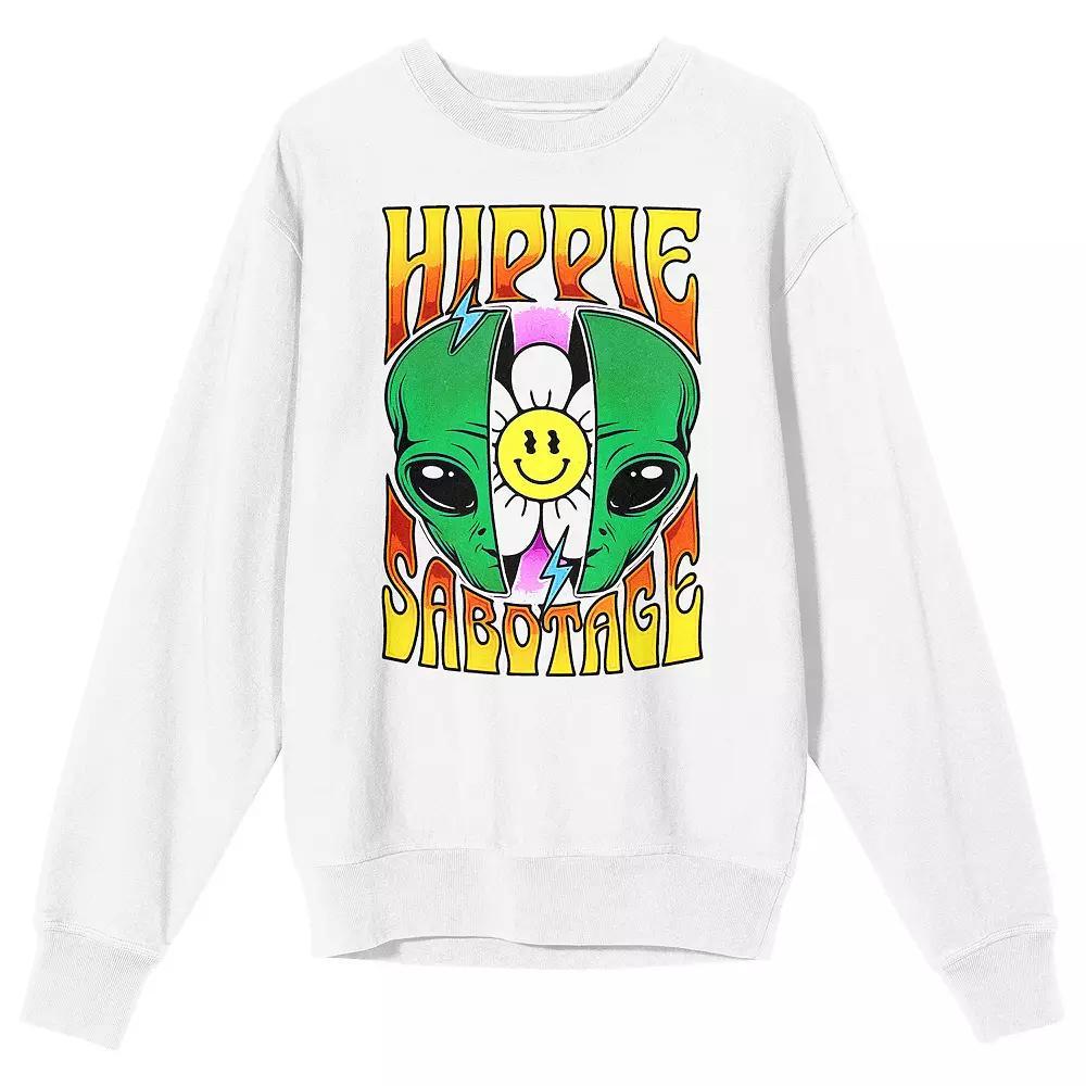 Men's Hippie Sabotage Alien Head Sweatshirt, Size: Large, White Product Image