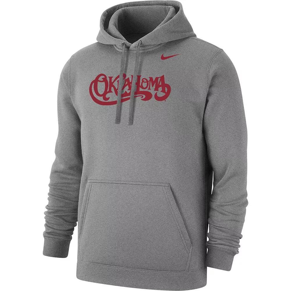 Men's Nike Heather Gray Oklahoma Sooners Vintage Script Club Fleece Pullover Hoodie, Size: Large, Grey Product Image