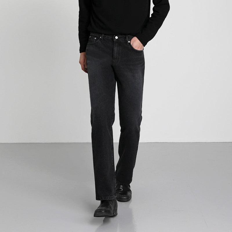 RT No. 3155 WASHED BLACK WIDE STRAIGHT PANTS Product Image