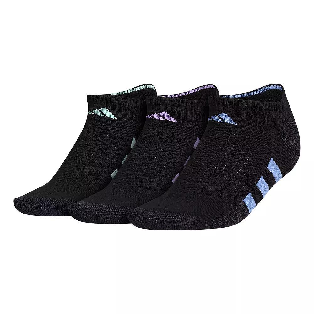 Womens adidas Cushioned 3.0 3-Pack No Show Socks Black Blue Purple Product Image