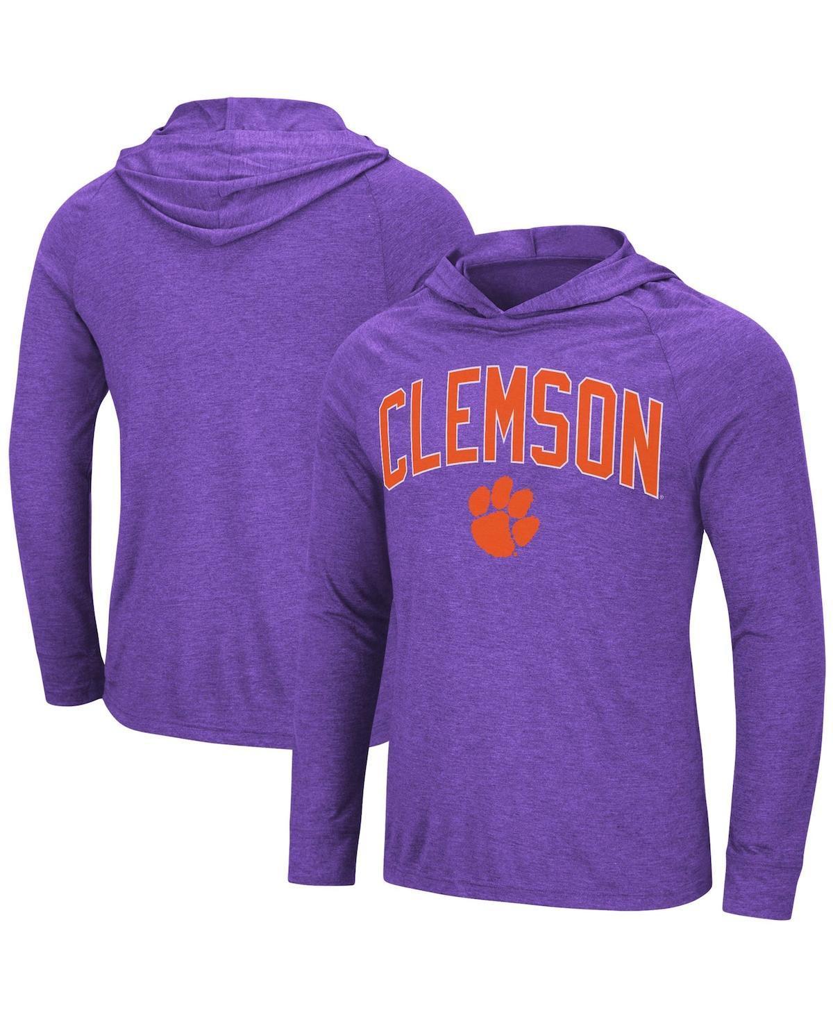 Men's Colosseum Heathered Purple Clemson Tigers Big & Tall Wingman Raglan Hoodie T-Shirt, Size: 2XLT Product Image