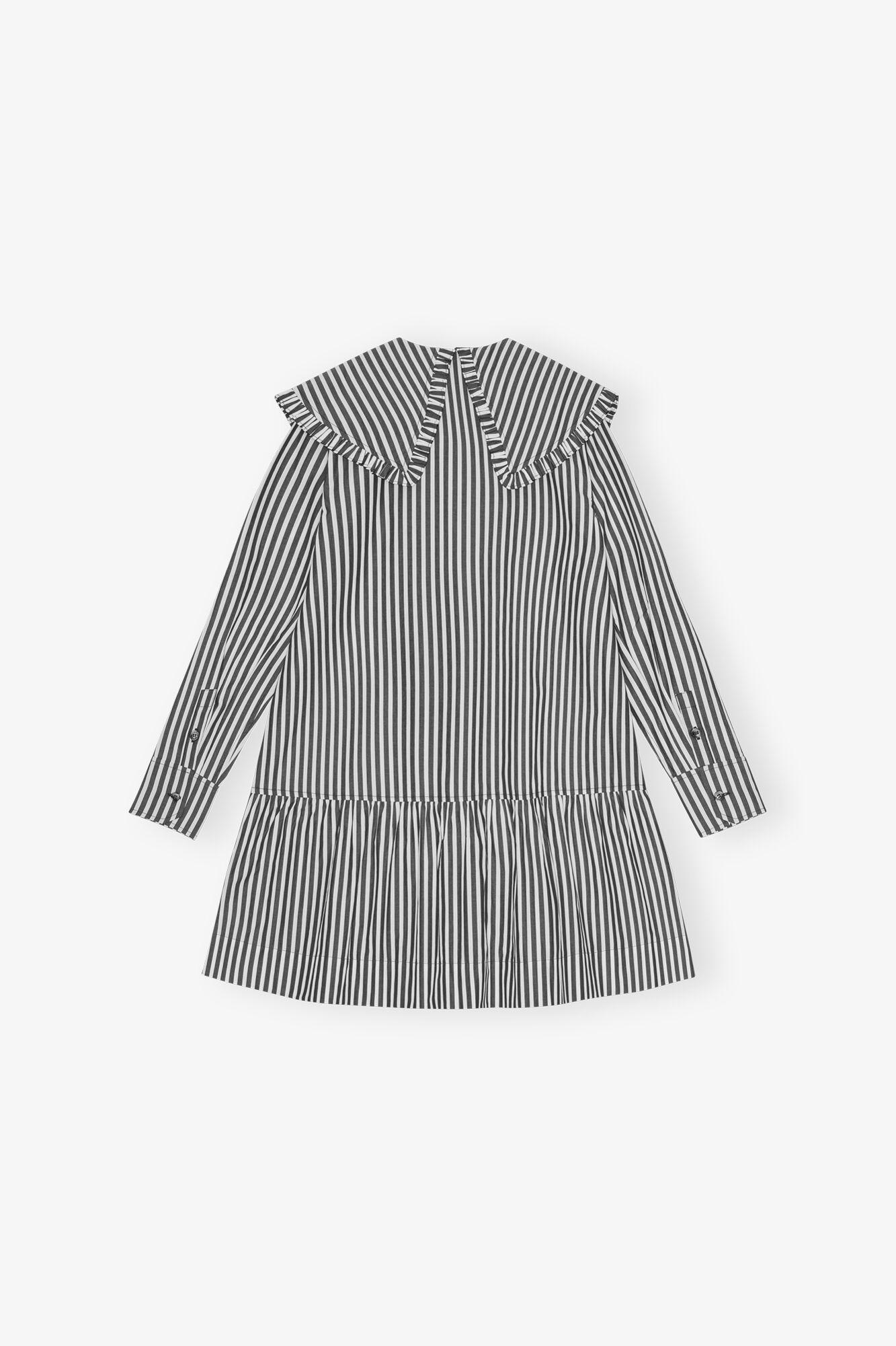 Black and White Stripe Mini Shirt Dress Product Image