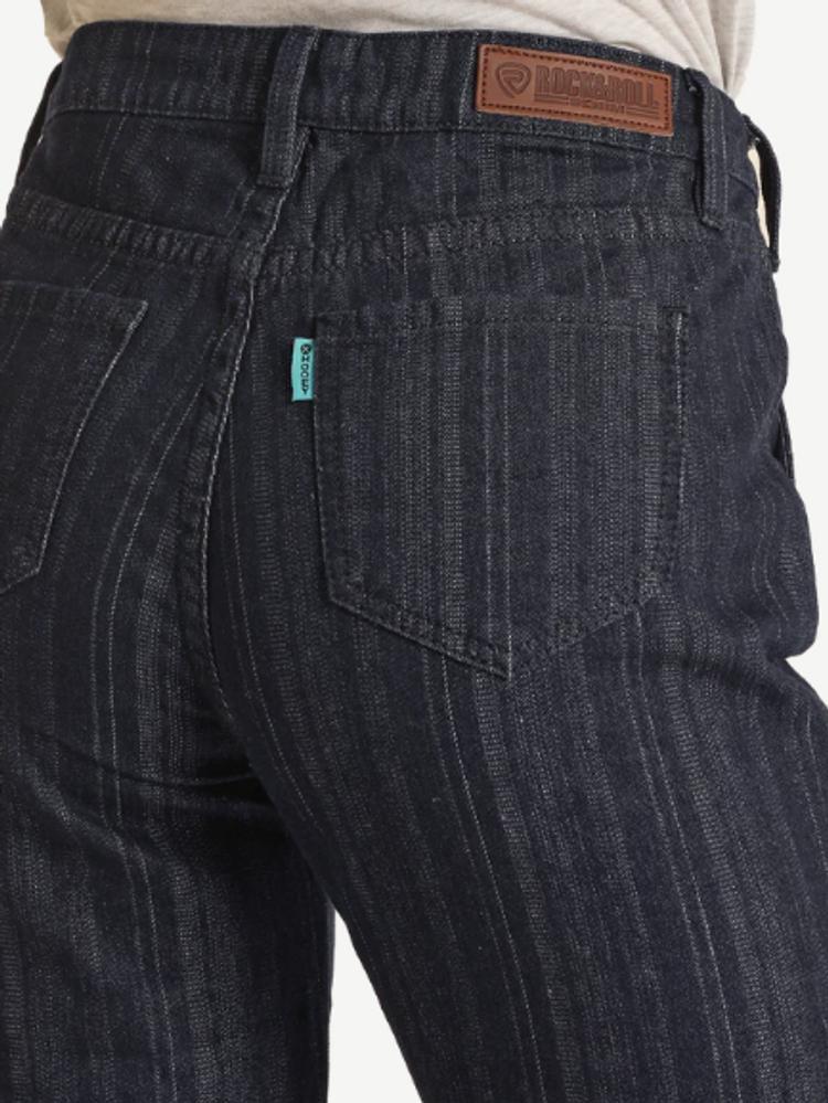 SALE Rock & Roll Hooey® Ladies' Med Wash HR Striped Boot Cut Jeans Product Image