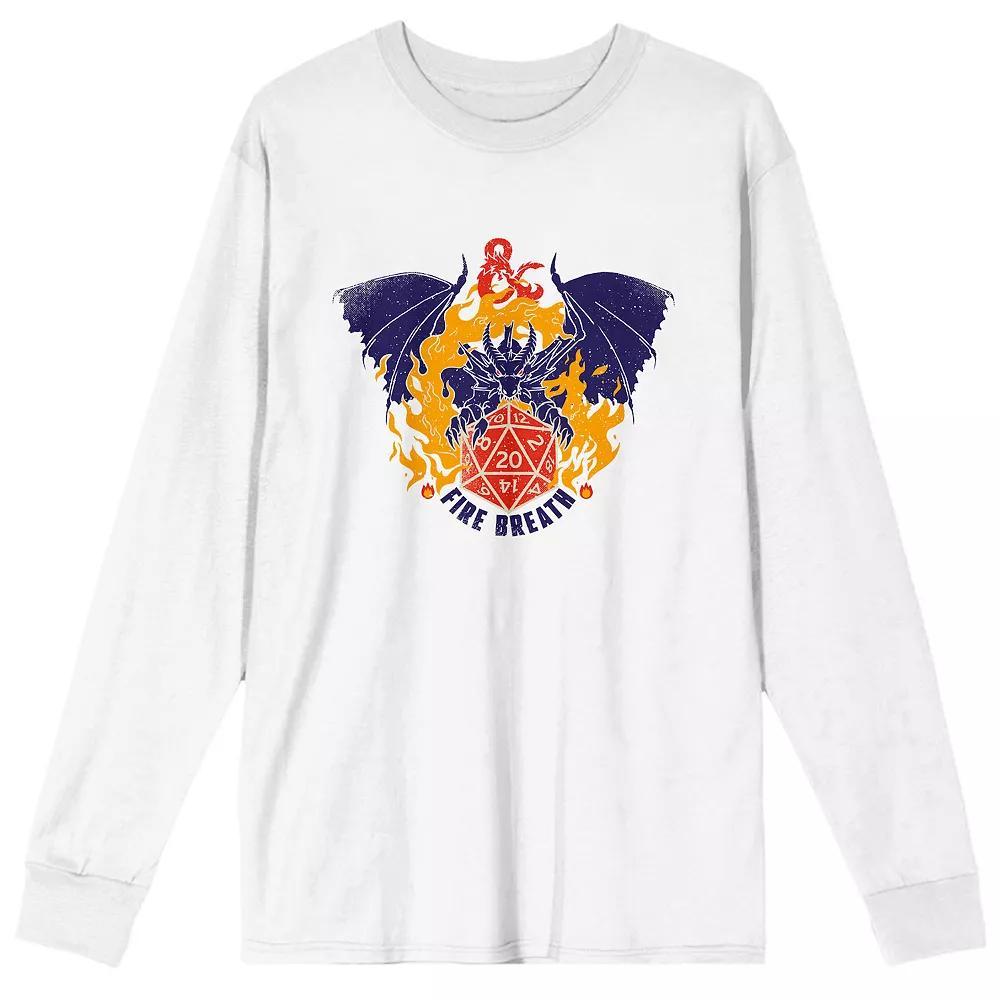 Men's Dungeons & Dragons Fire Breath Long Sleeve Tee, Size: XXL, White Product Image