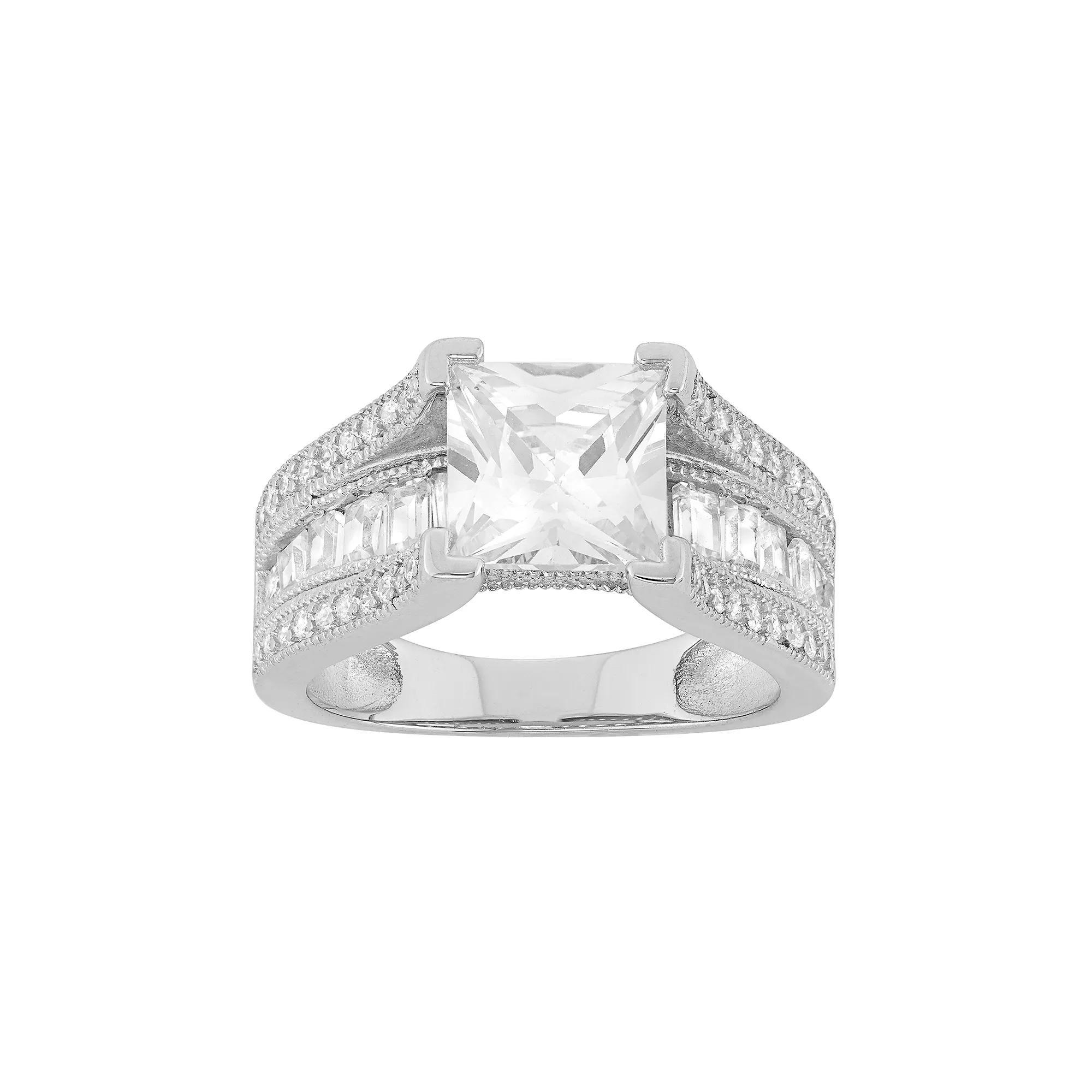 Cubic Zirconia Sterling Silver Ring, Women's, Size: 7, White Product Image
