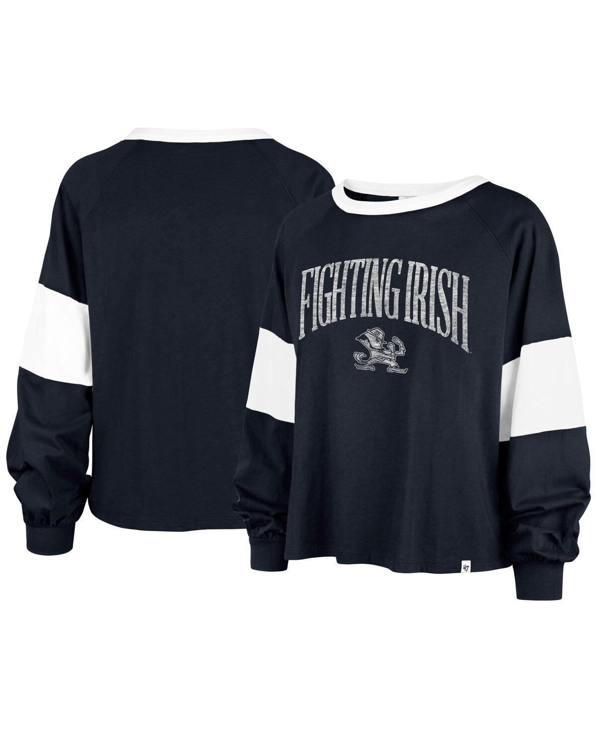 Women's '47  Navy Michigan Wolverines Upside Rhea Raglan Long Sleeve T-Shirt, Size: Small, Blue Product Image