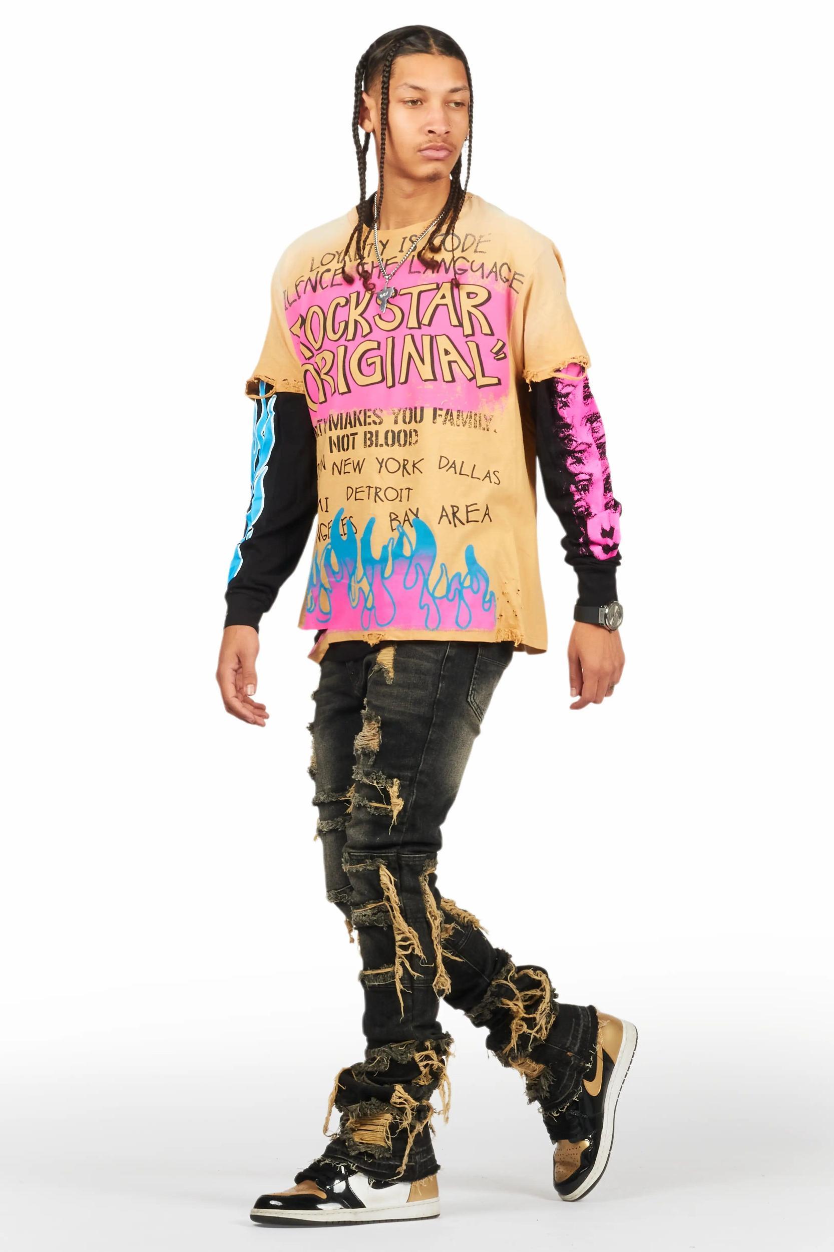 Vasco Tint Dark Wash Black Stacked Flare Jean Male Product Image