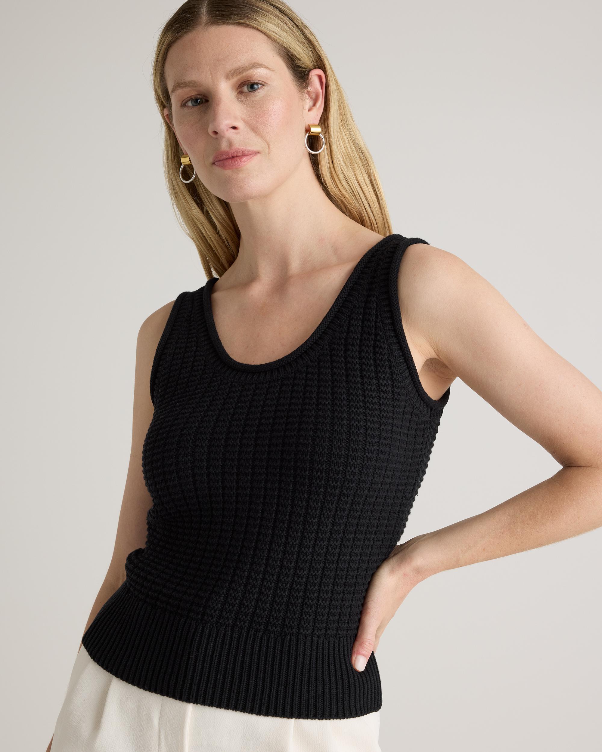 Quince | Women's Waffle Cropped Sweater Tank Top Size XS, Organic Cotton Product Image