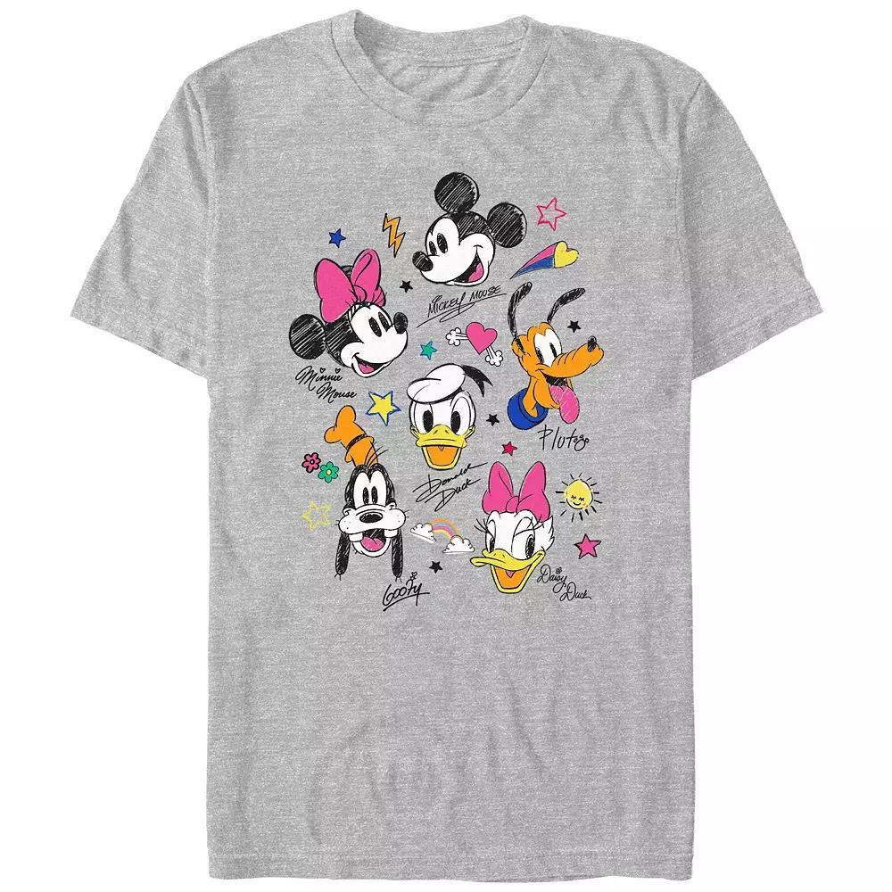 Disney's Mickey Mouse And Friends Doodles Juniors' Graphic Tee, Women's, Size: Large, Athletic Grey Product Image