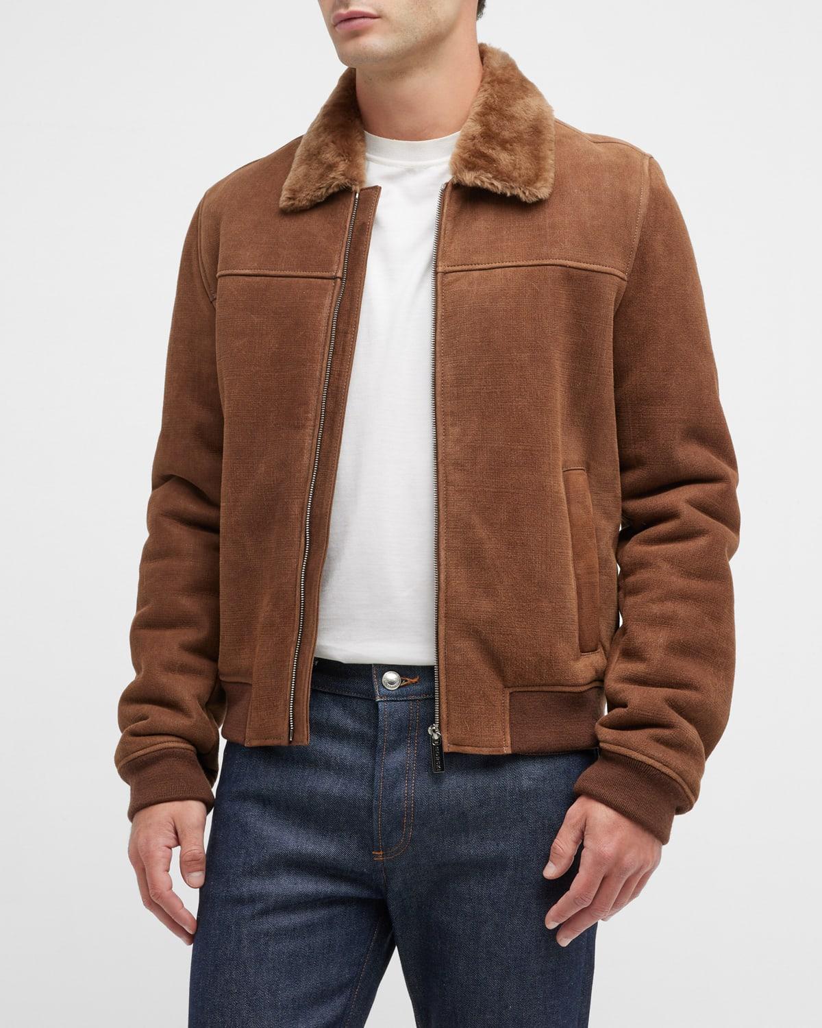 Mens Merino Shearling Lamb Bomber Jacket Product Image