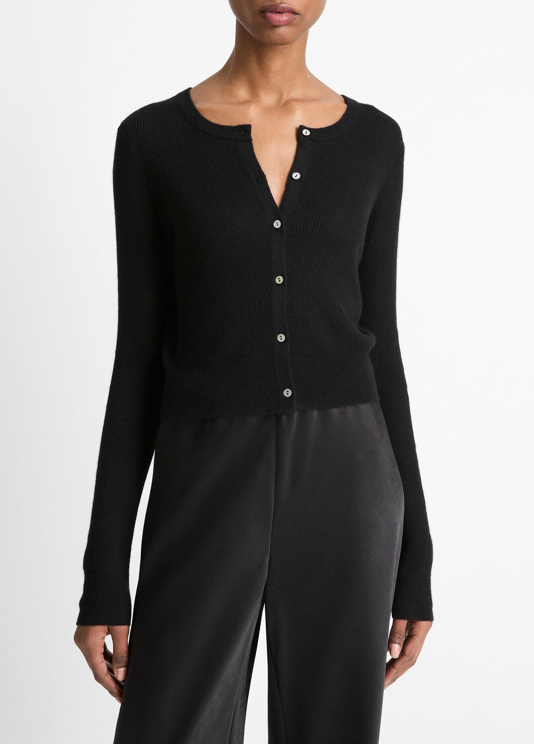 Ribbed Cashmere-Silk Slim Cardigan Product Image