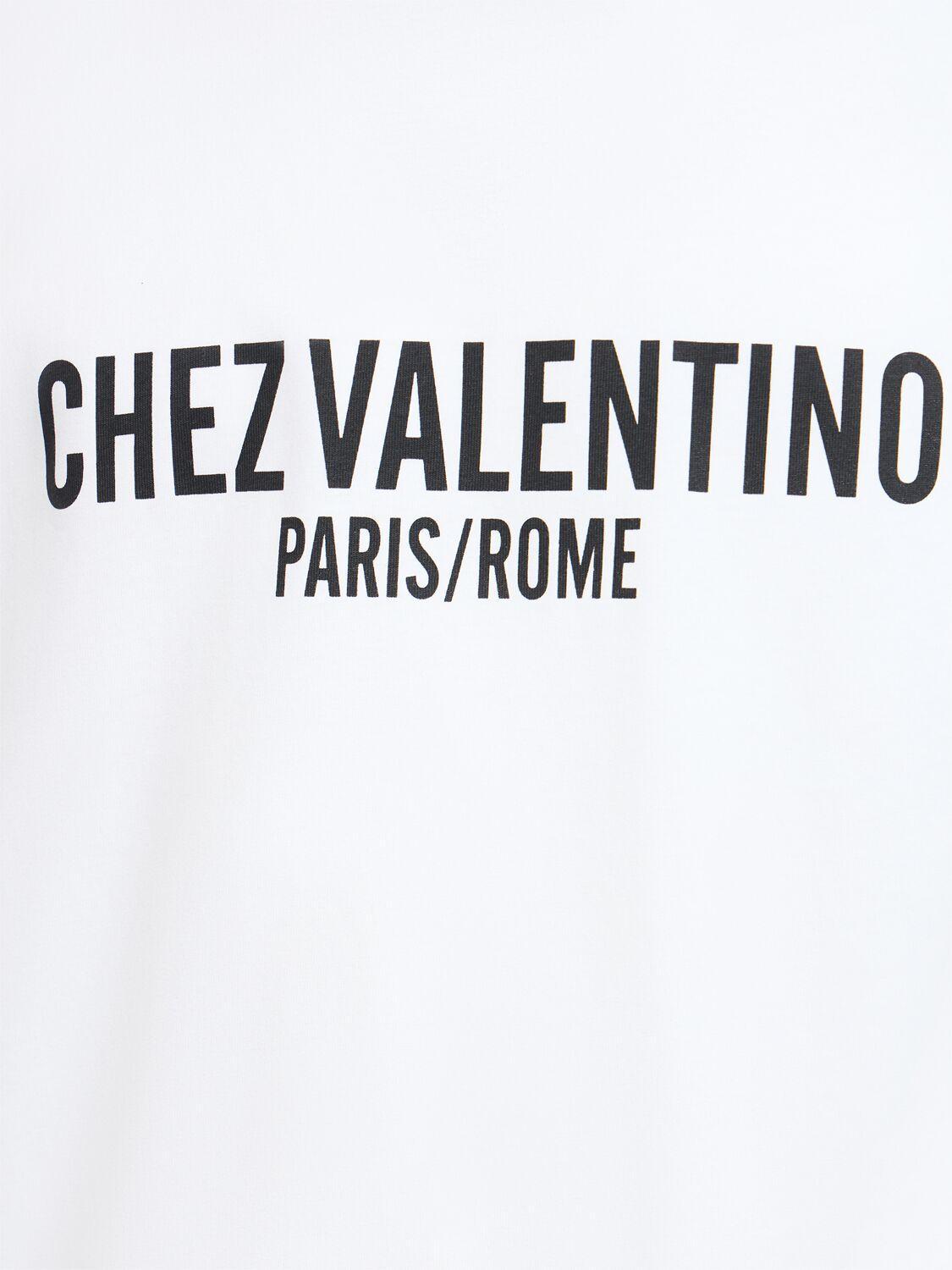 VALENTINO Cotton Crew Neck T-shirt With Graphic Print In White Product Image