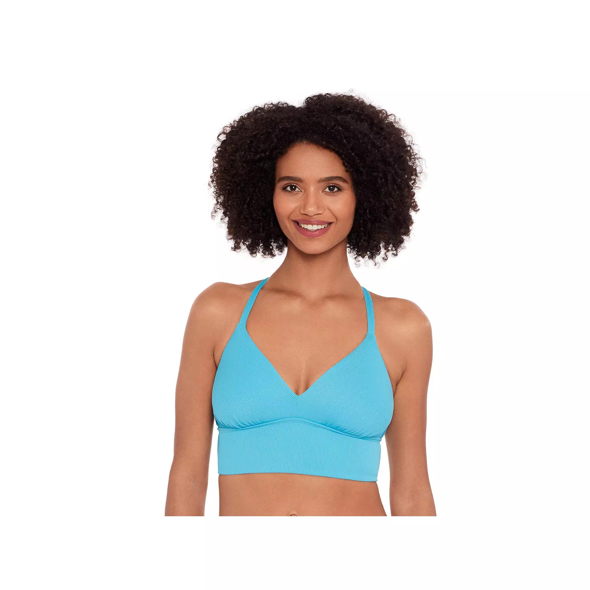 Women's Eco Beach Rib Longline Bralette Swim Top, Size: Large, Swift Blue Product Image