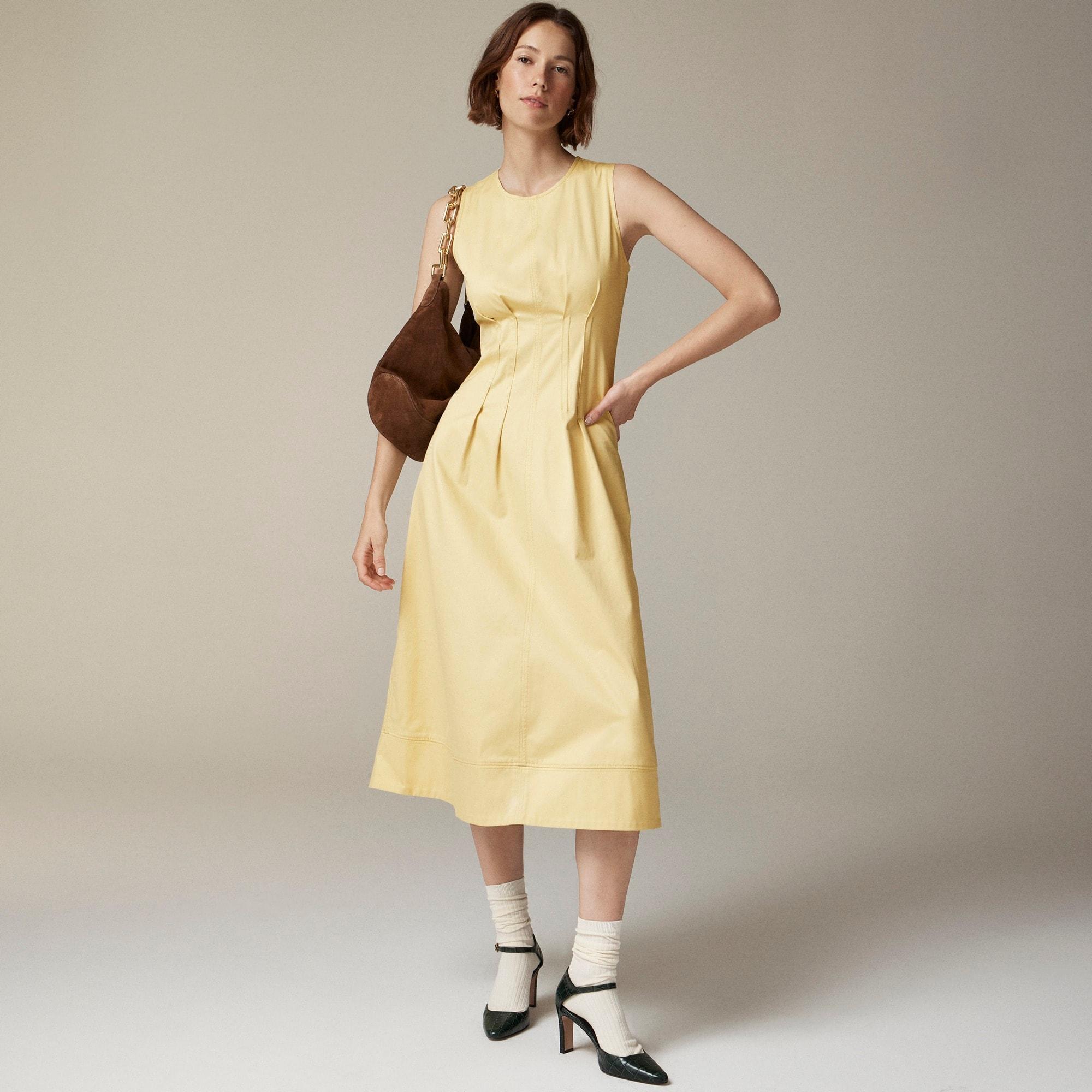 Pintuck midi dress in stretch twill Product Image