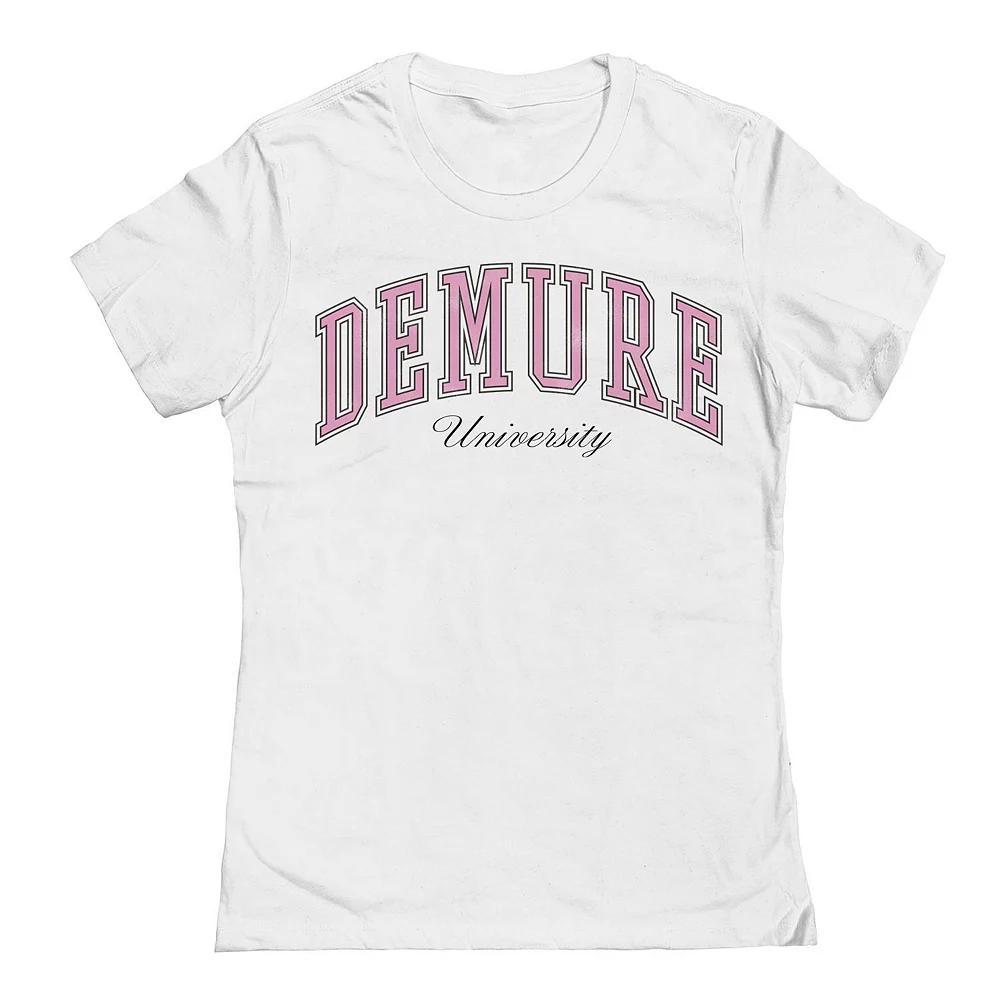 Junior's Grayson Threads The Label Demure University Graphic Tee, Girl's, Size: XL, White Product Image