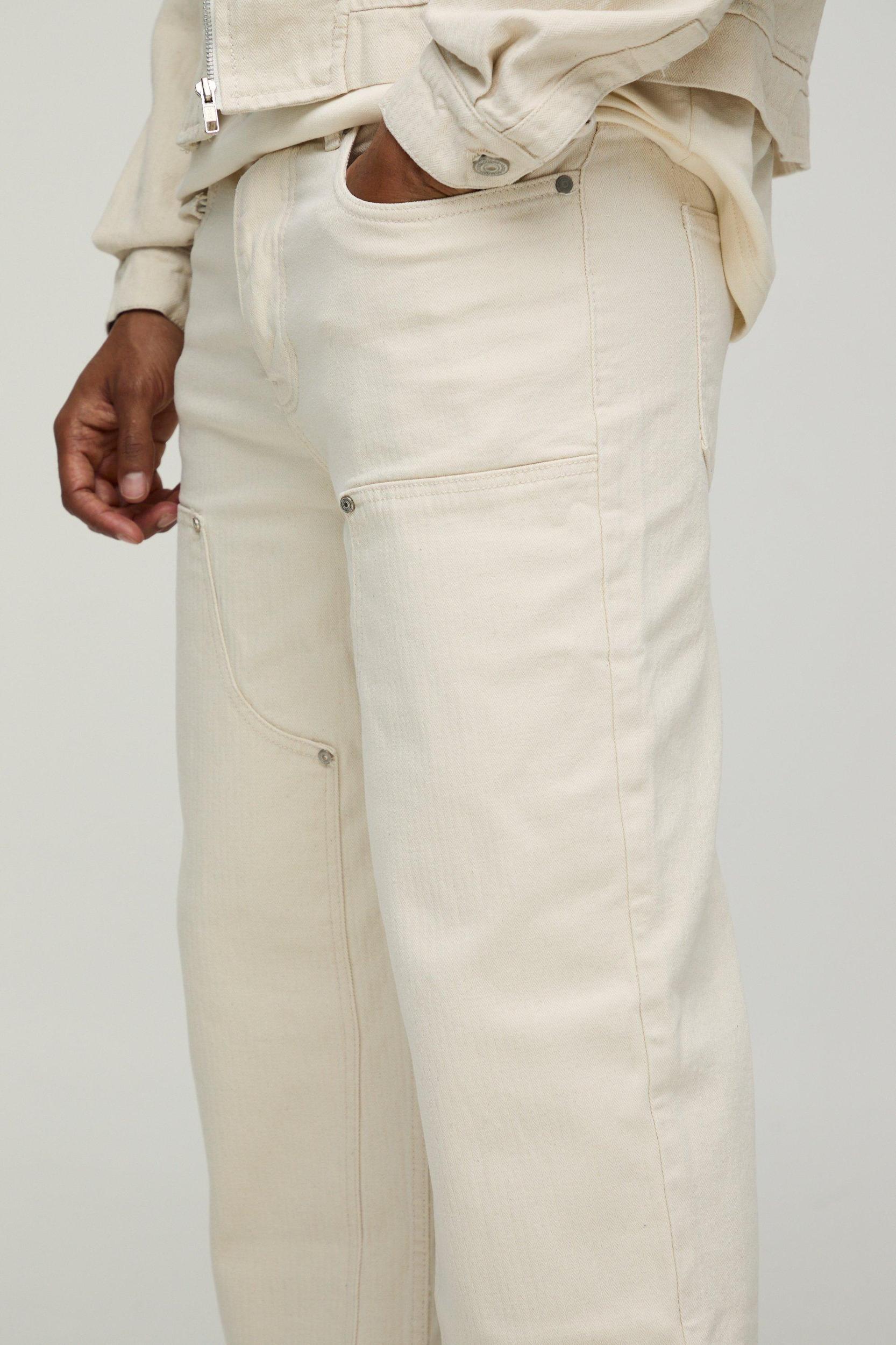Relaxed Herringbone Twill Carpenter Trousers | boohooMAN USA Product Image