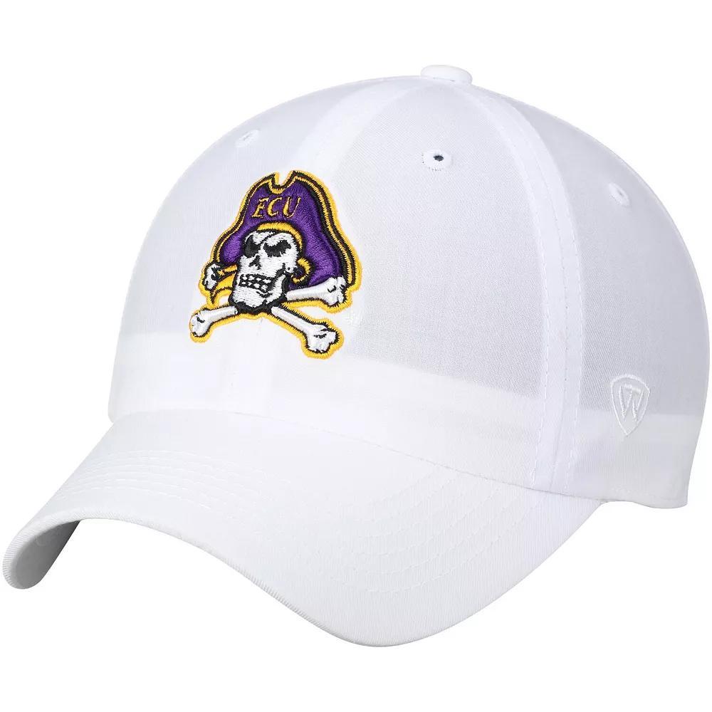 Men's Top of the World White ECU Pirates Primary Logo Staple Adjustable Hat, Ecu White Product Image