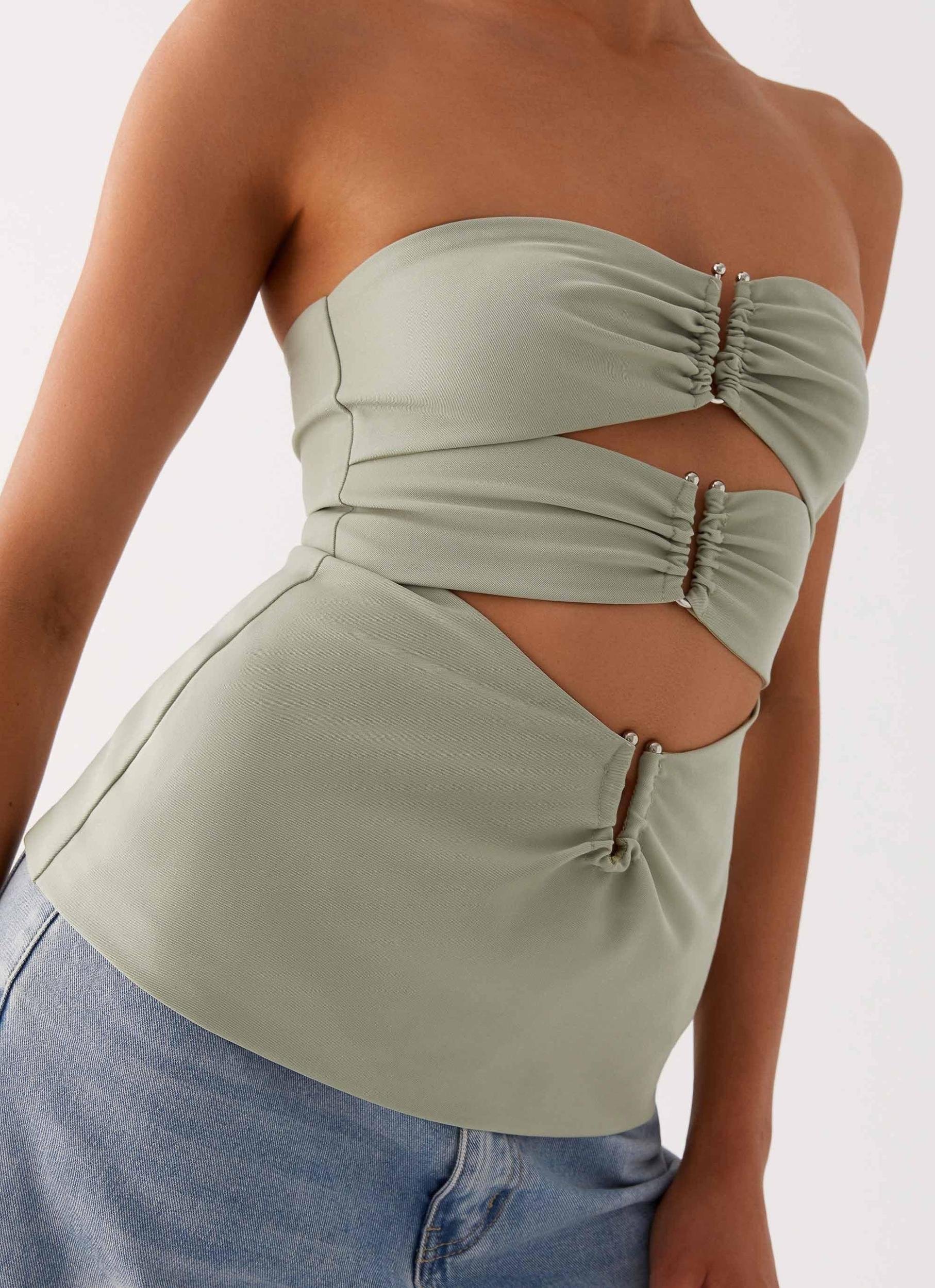 Micha Strapless Top - Khaki Product Image