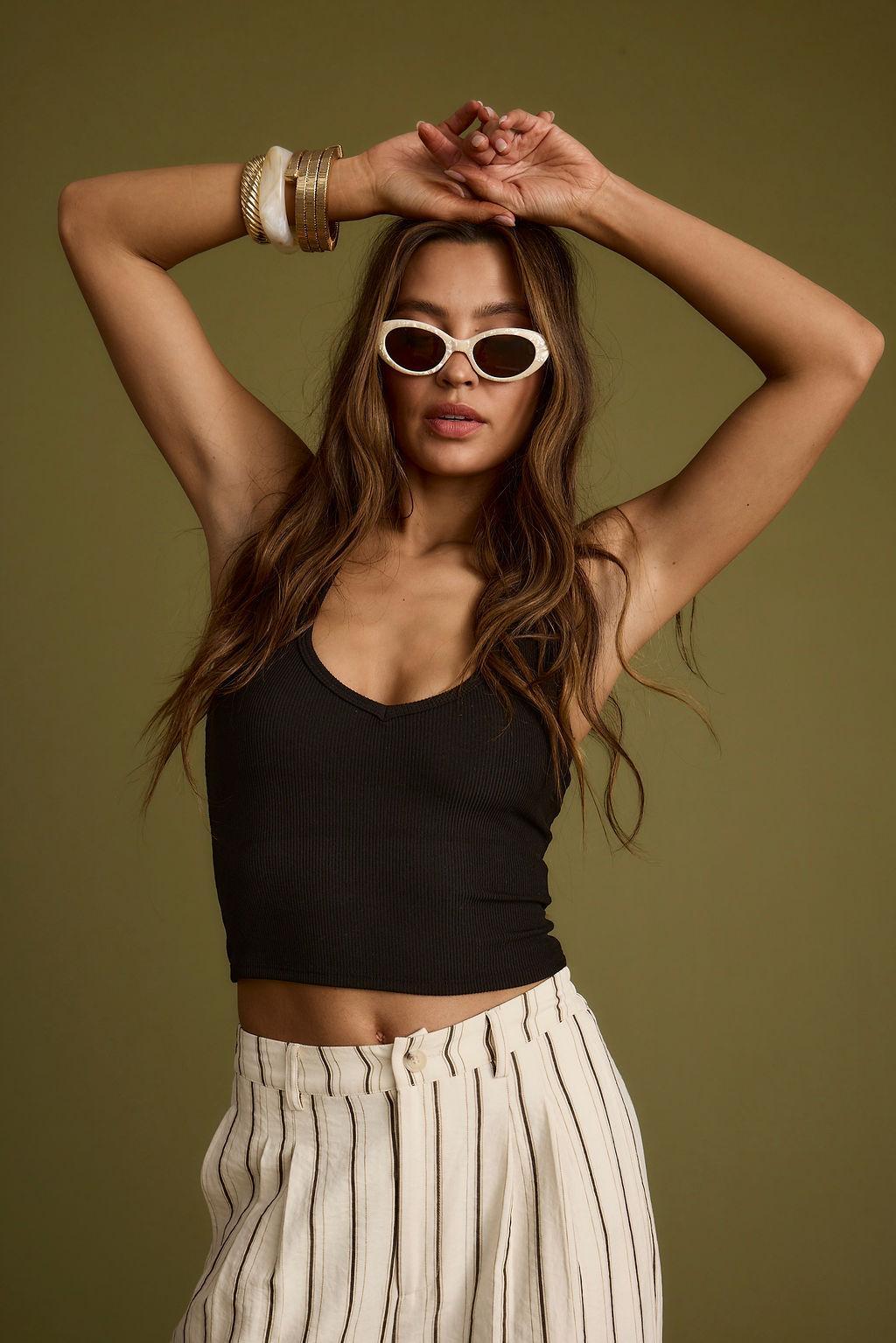 Emily Black Ribbed Halter Top Product Image