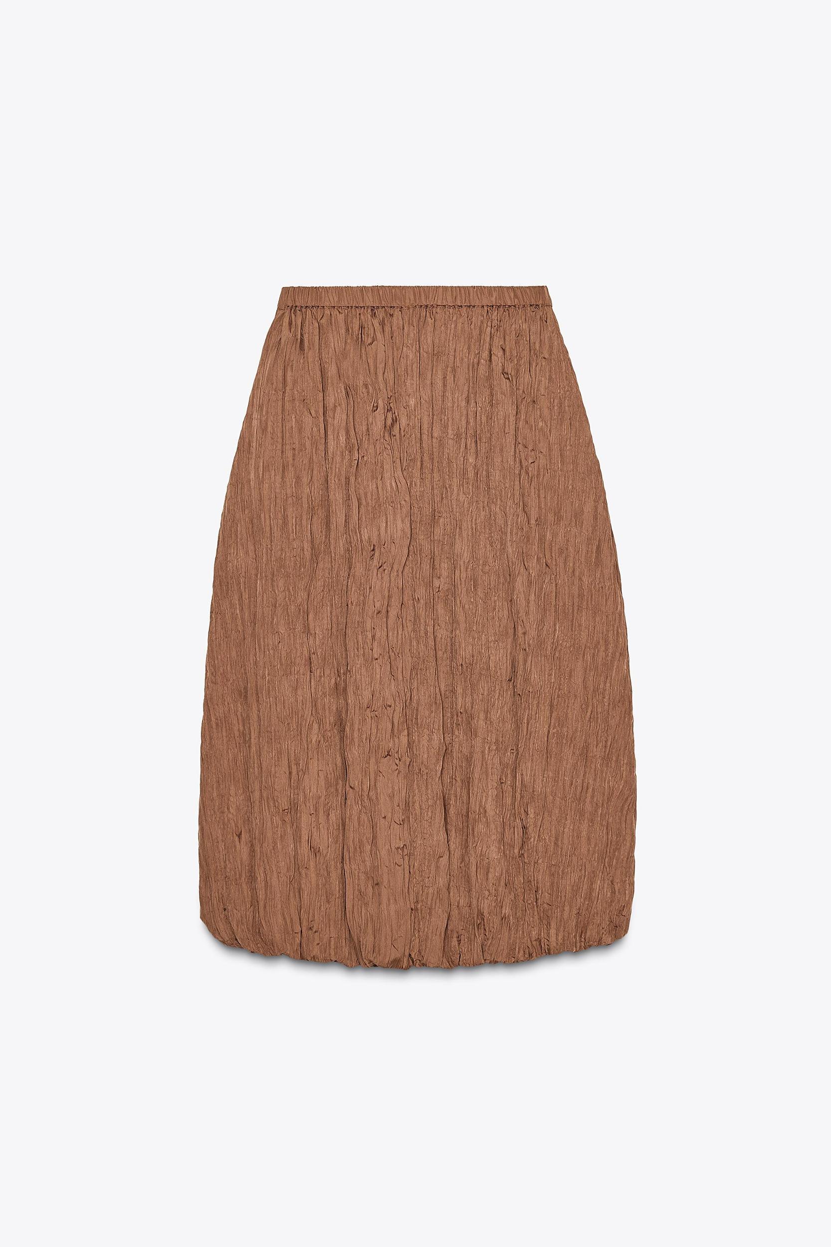 WRINKLED EFFECT BALLOON MIDI SKIRT Product Image